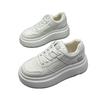 thick-soled cowhide little white shoes women's shoes new versatile sports and leisure shoes heightened lace-up lightweight lace-up board shoes