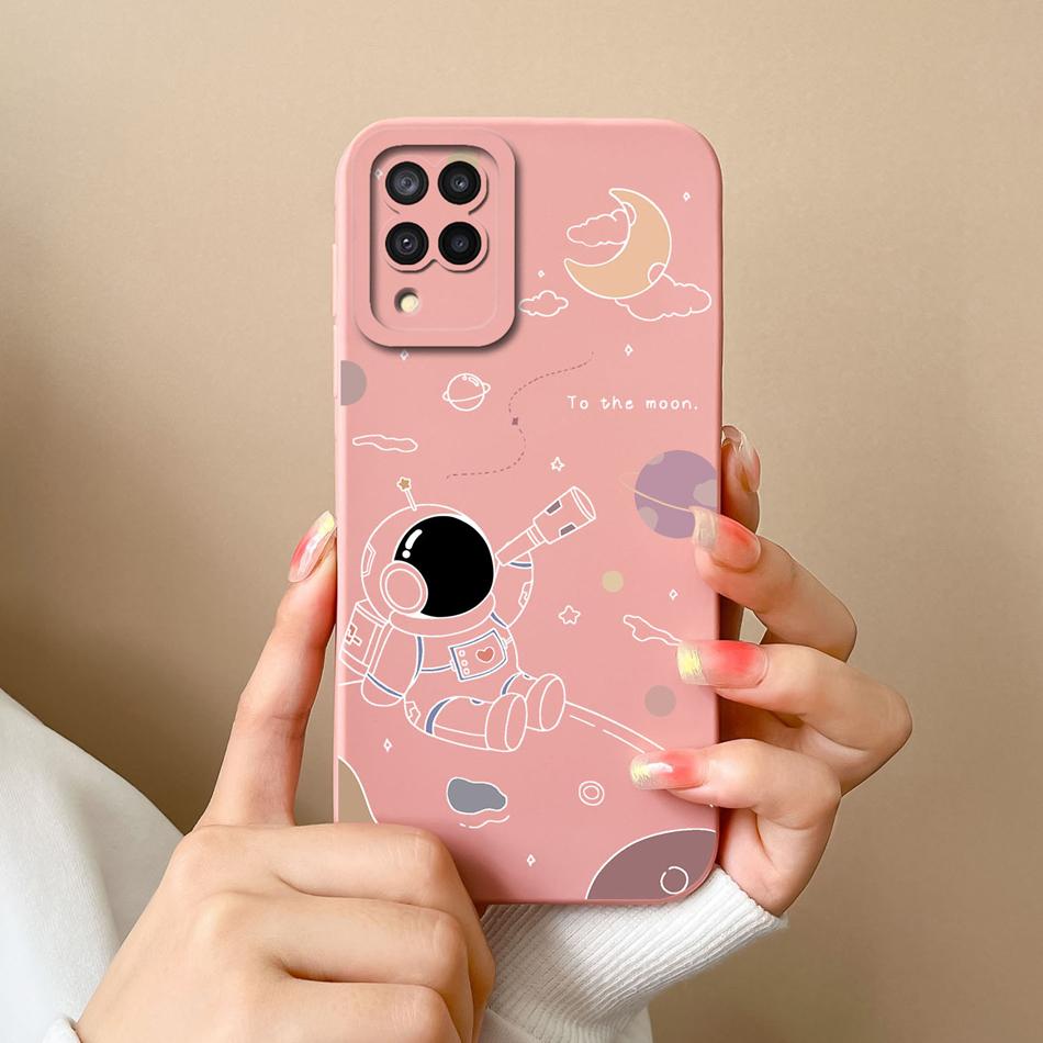 Für Samsung M22 M32 Hülle Bemalte Blumen Upgrade Flüssigsilikon Linsenschutz Handy Rückseite Für Galaxy M 32 M 22 Fundas