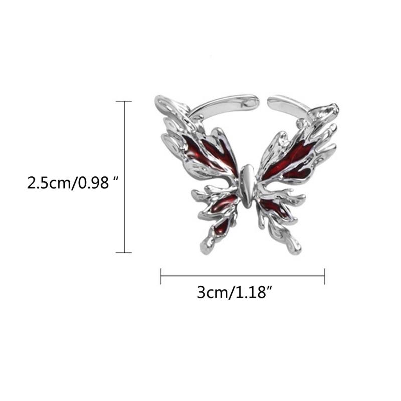 Korean Drop Glaze Ring for Women Shining Butterfly Open Rings Vintage Geometric Y2K Trend Fashion Finger Jewelry