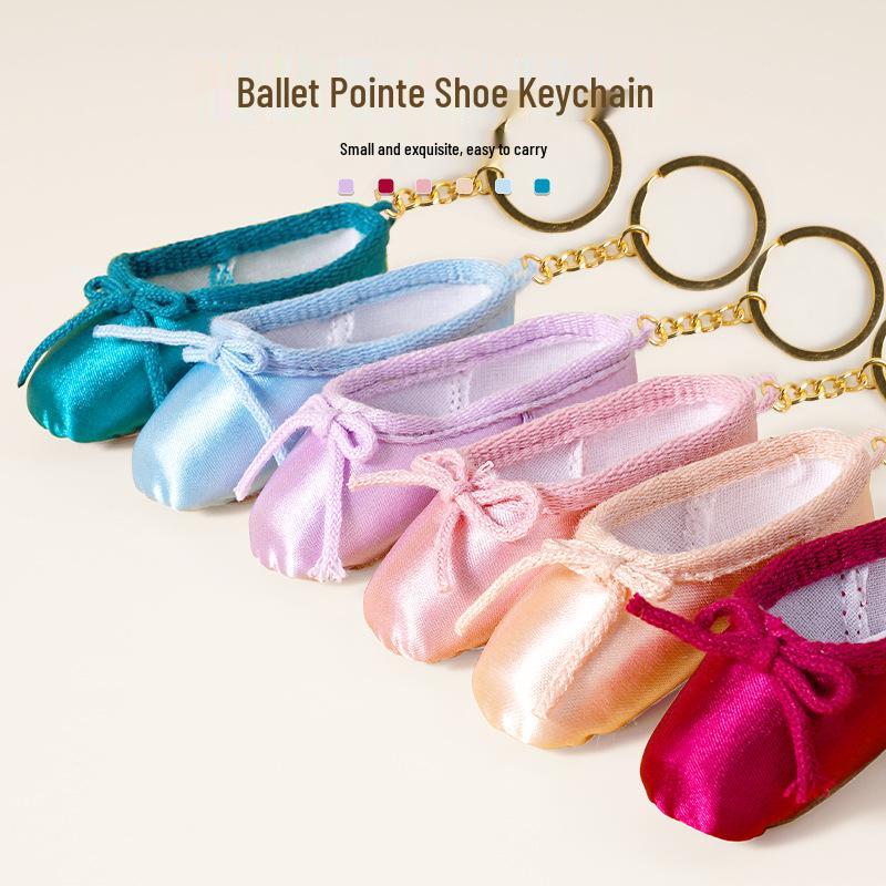 Handmade Mini Ballet Pointe Shoe Keychain - Cute Female Dance Bag Ornament