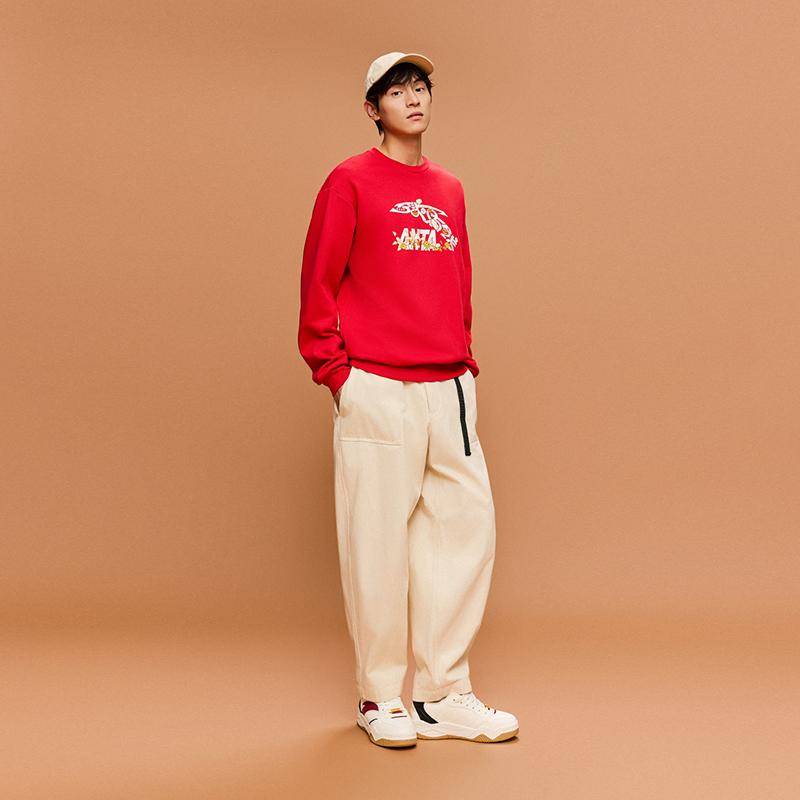 Anta Autumn Campus Culture Casual Sports Crew Neck Sweatshirt Men sweatshirt 952618714-1