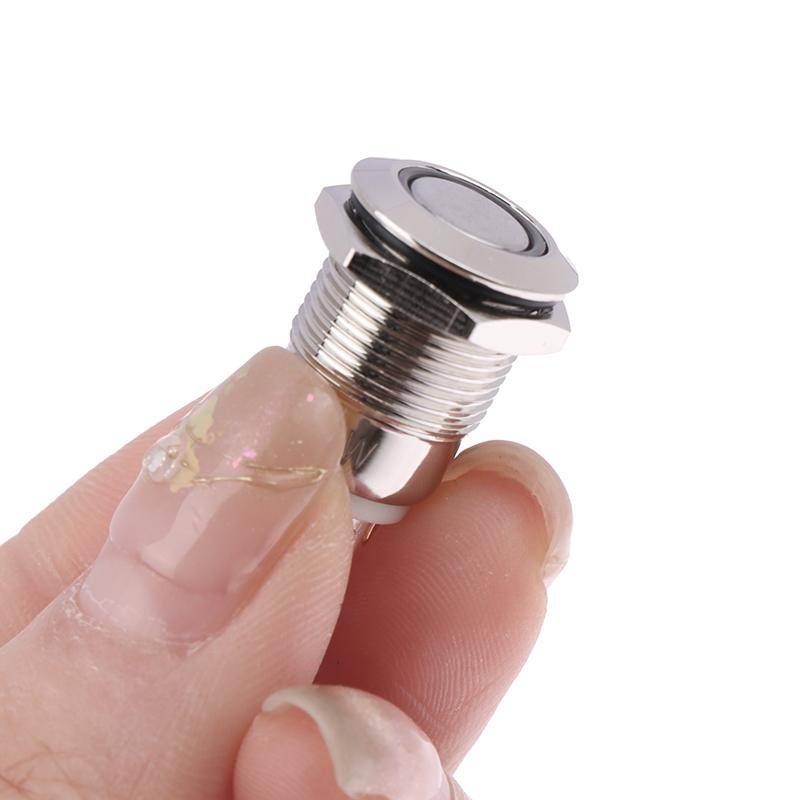12 mm vanntett metall trykknappbryter LED-lys momentan låsing bil motor strømbryter metall låsende trykknappbryter