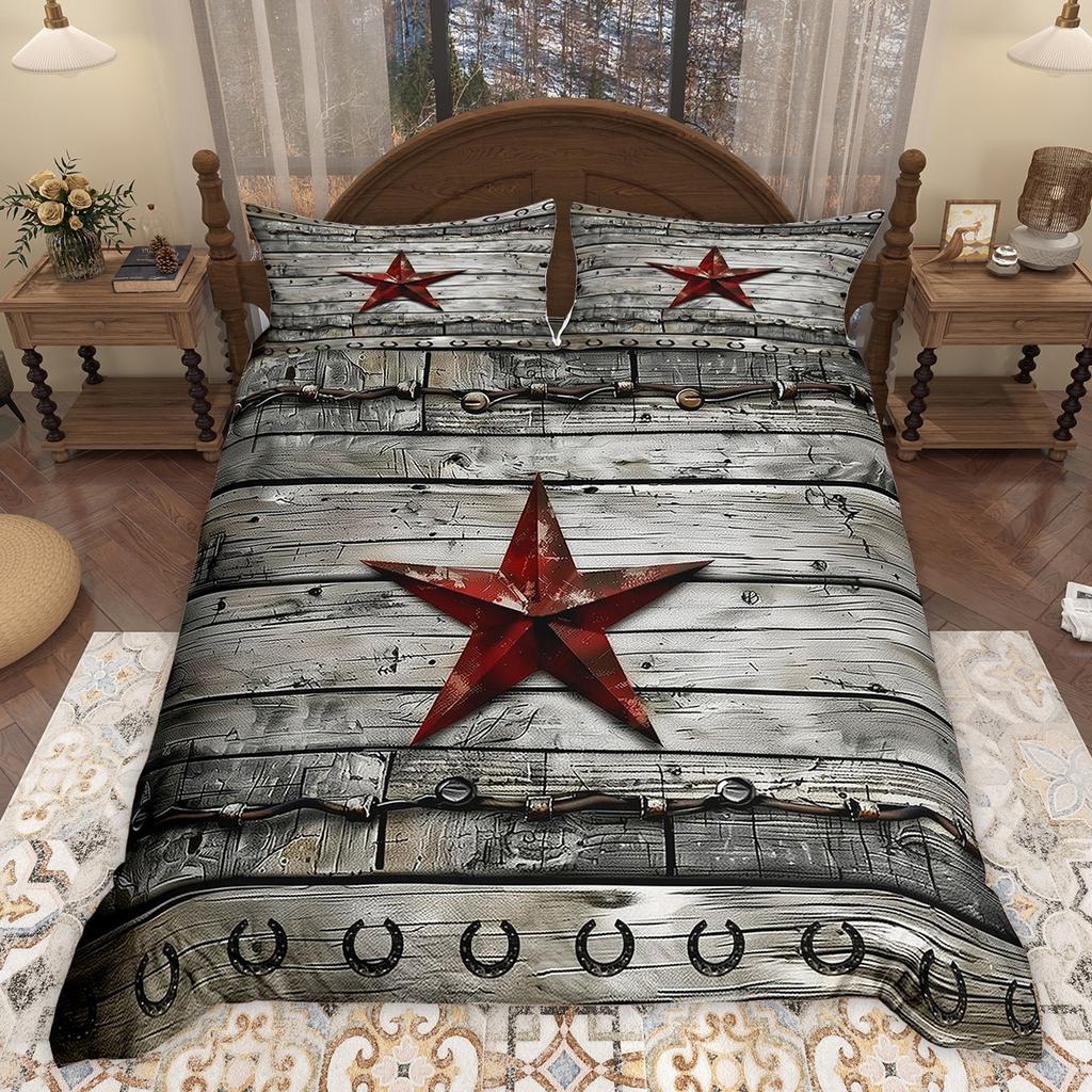 Comforter Homewish Retro Texas Star Brown Teal Barn Doot Set Rustic Vintage Farmhouse Bedding Set