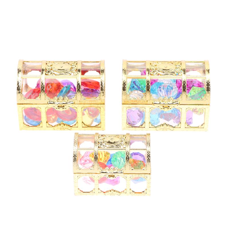 1 Set Child Diy Accessories  Box Treasure Kids Toys Acrylic Colorful Diamond Gems Plastic Large Jewels