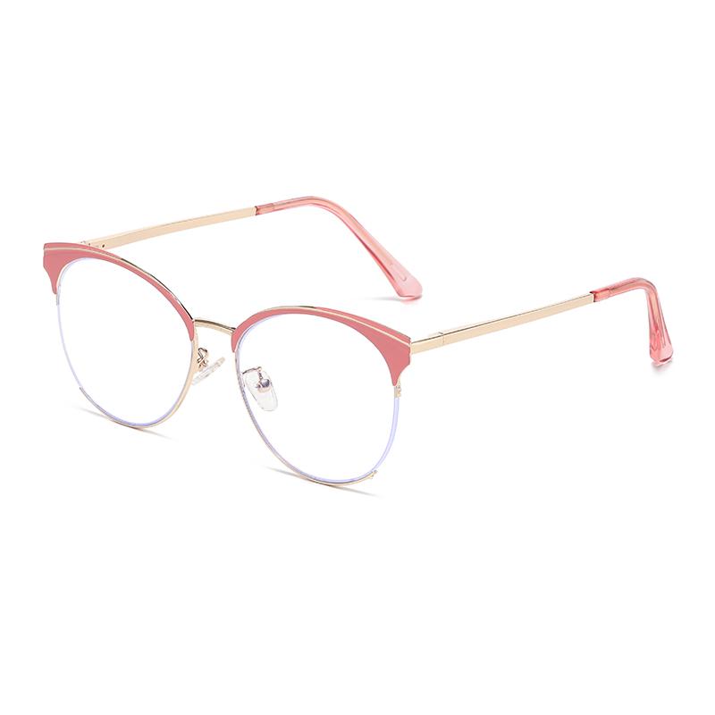 Half Frame Spring Hinge Metal Mirror Legs Cross Border Fashion Frame Point Paint Anti-Blue Light Women Men Glasses