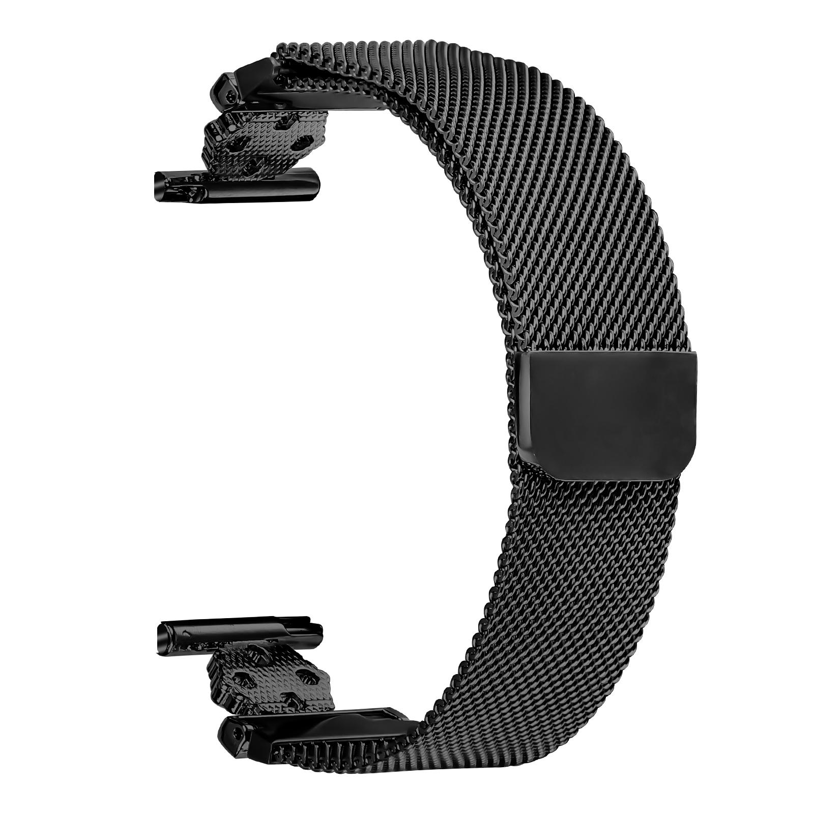 

For Huami Amazfit GTS 2e Milanese Band Flower Stainless Steel Magnetic Mesh Watch Strap Black