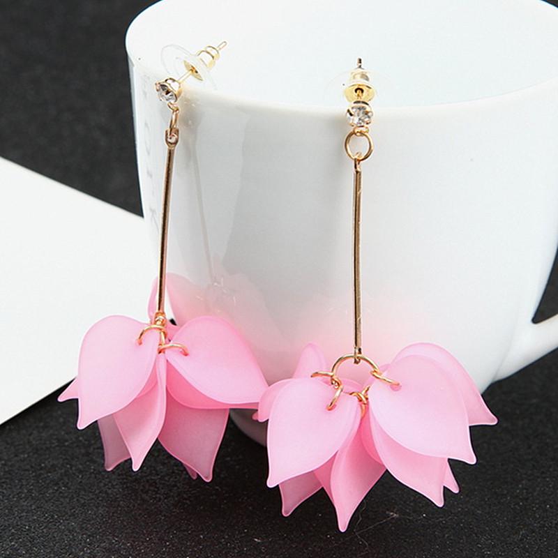 Big Blooming Flower Pendants Women's Earrings Plastic Korean Dangle Earrings boucle d'oreille brincos Wholesale Ear Zircon