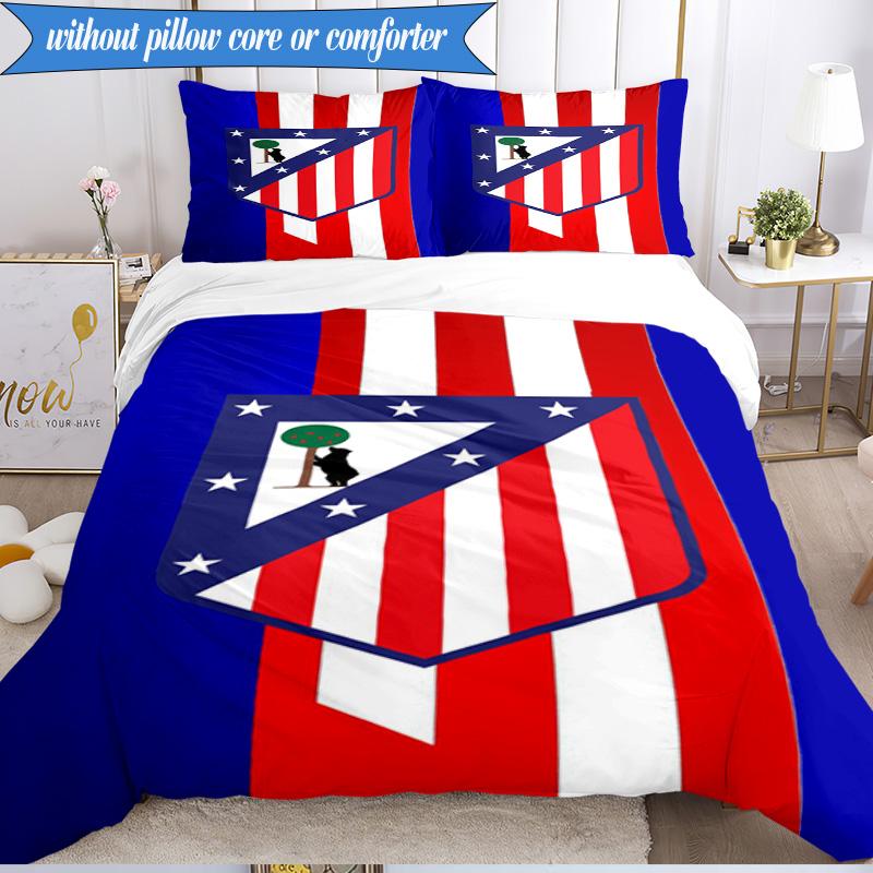 3PCS Atlético De Madrid S.A.D Printed Soft Bedding Set,Including 1pc Duvet Cover And 2pcs Pillowcases Perfect for Bedroom, Dormitory, Fan Gift