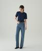 Deuloupisumeon Puff Sleeve Supima Cotton Short Sleeve T-Shirt [Navy]