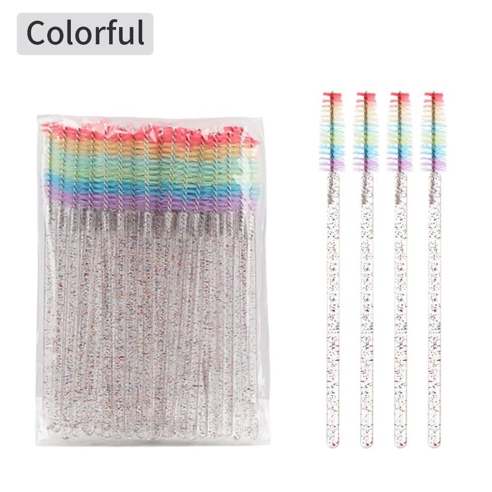50Pcs Crystal Eyelash Brush Microbrush Cosmetics Tool Eyelash Brushes Rainbow Color Eyelashes Extension Spoolie
