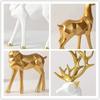 Reindeer Sculpture Resin Christmas Reindeer Elk Xmas Home Decor Statues for Living Room Bedroom Office Desktop Cabinets