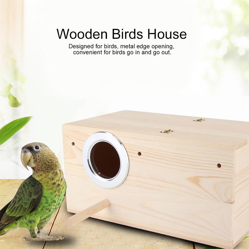 Wooden Durable Birds Nest Box Cockatiels Bird Breeding Box House Decoration