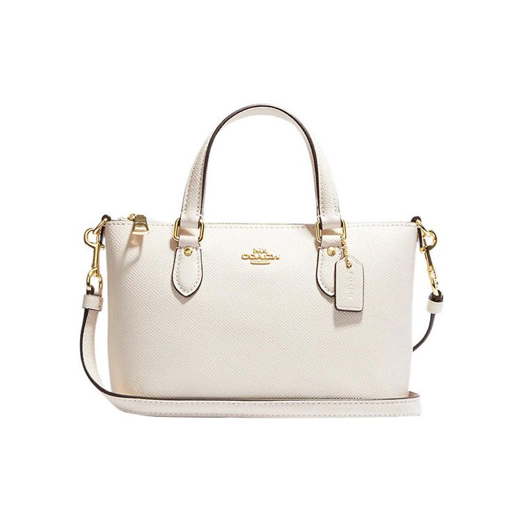 

Coach Mini Solid Color Gold Letter Logo Crosshatch Leather Tote Shoulder Crossbody Bag Women bags Cream CH198-IMCHK Basic Set (Bag+Dust Bag)