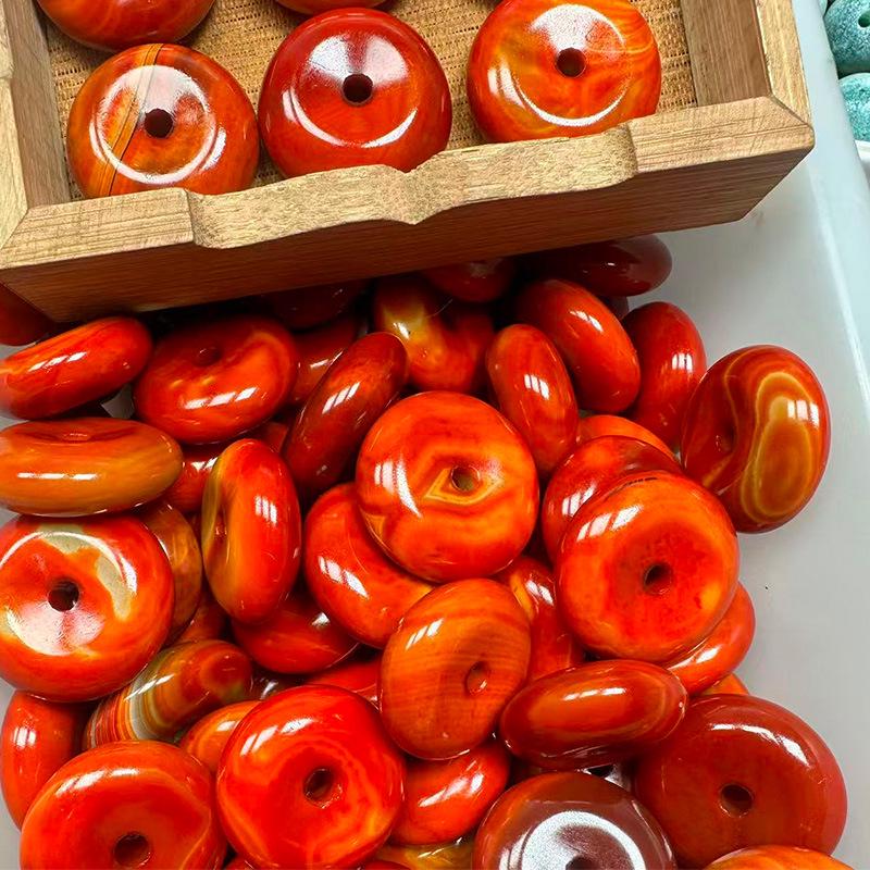 Red Silk Agate Beads for DIY Bracelets & Anklets - Cultural Accessories.
