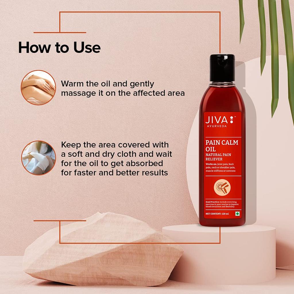 Jiva Pain Calm Öl 120 ml X 2er-Pack Schnell einziehendes Ayurvedisches Massageöl für Gelenke Muskeln Rücken Schulter Komfort