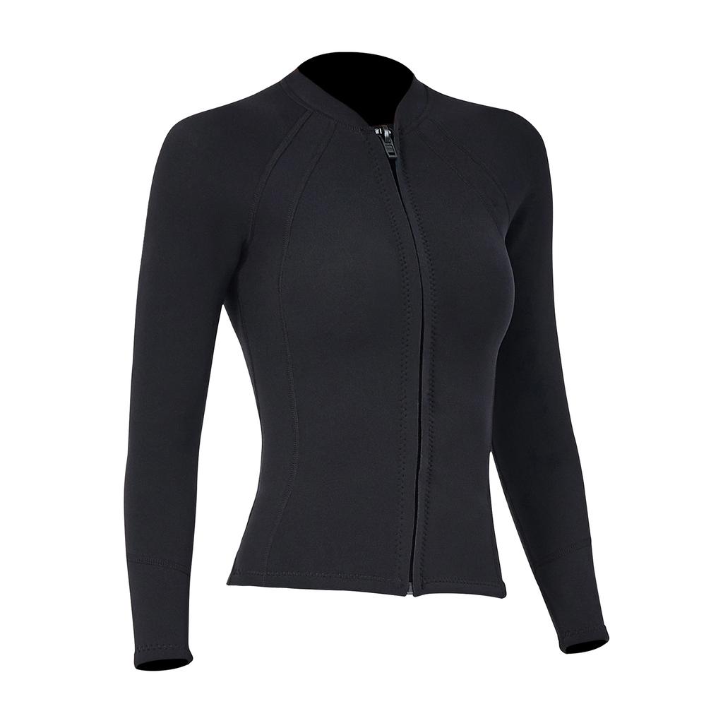 2mm Neoprene Men Women Diving Top with Front Zipper Wetsuits Jacket Long Sleeves Wetsuit Top for Snorkeling Scuba Diving Surfing Water Sports Swimming