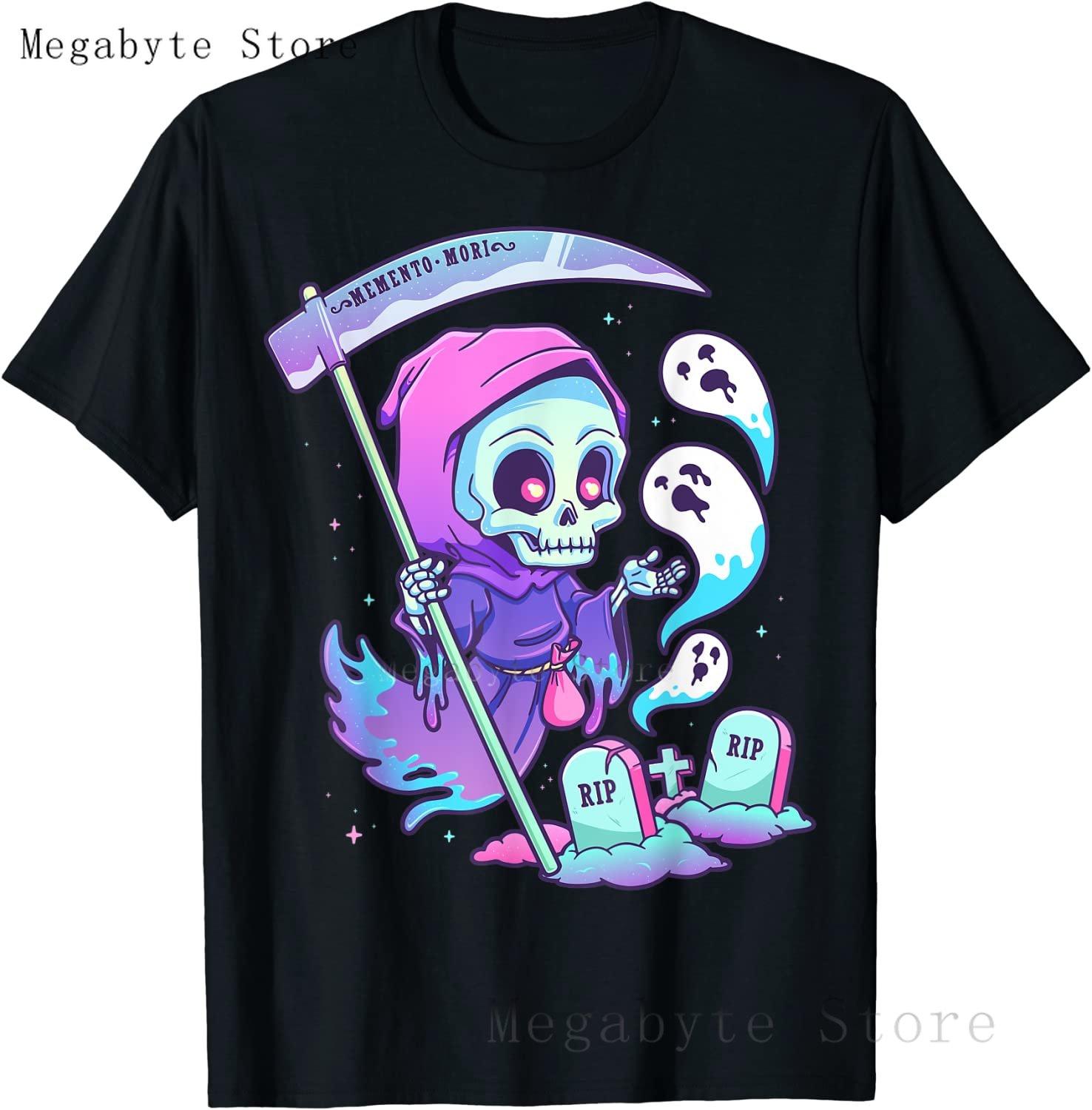 Skull and Crow Goat Retro Aesthetic Pastel Goth Art TShirt Women Kawaii Anime Clothes Hombre Camisetas Tops Vintage Unisex T Shirt S