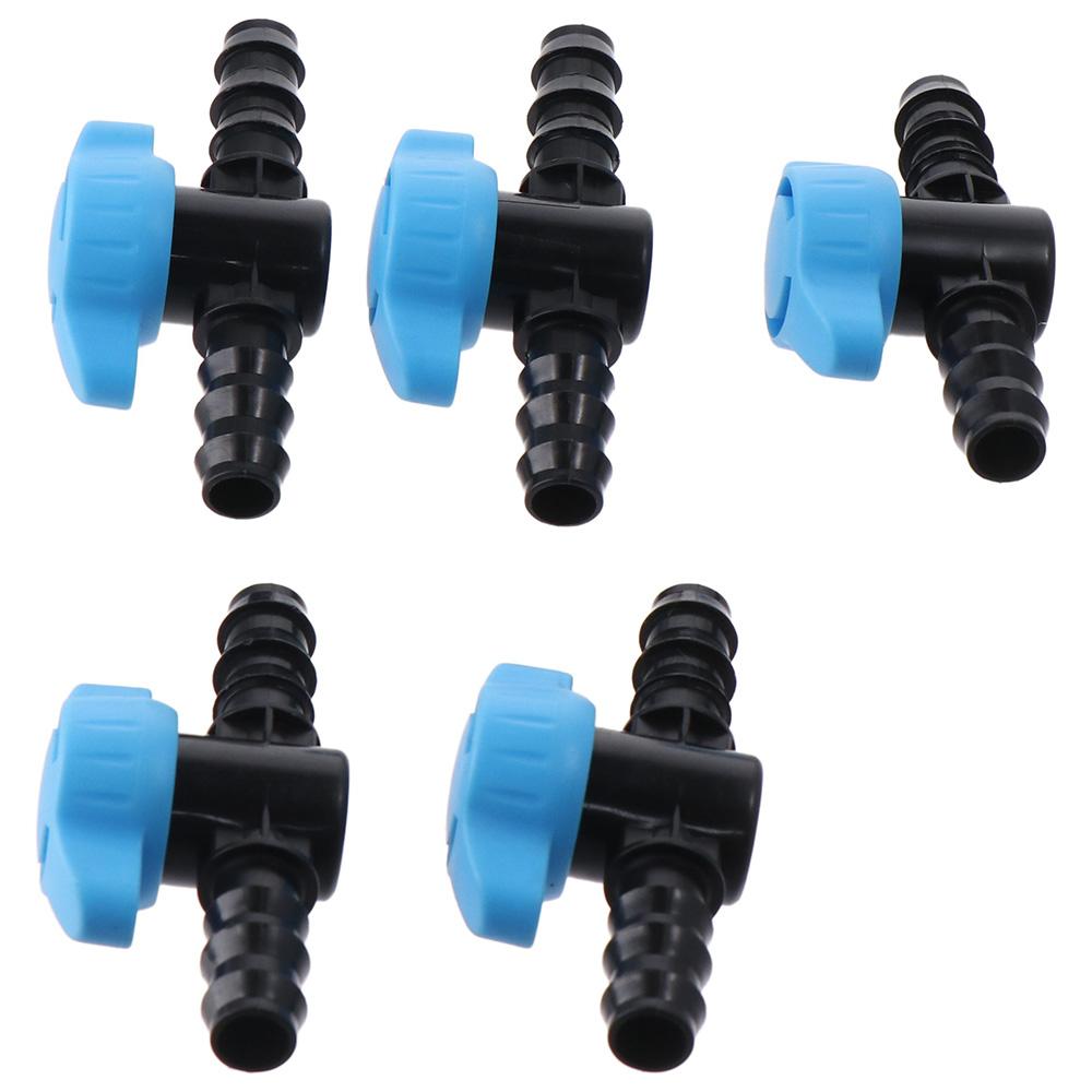 5pcs Black & Blue Shut-Off Switch 16mm Water Valve Drip Irrigation Hose Valve  Water,Oil,Gas