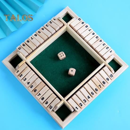Shut The Box Joc de masă cu zaruri Joc educațional de strategie cu numere de matematică în 4 direcții 4 jucători Copii adulți Petrecere de noapte în familie Jucărie din lemn Close The Box