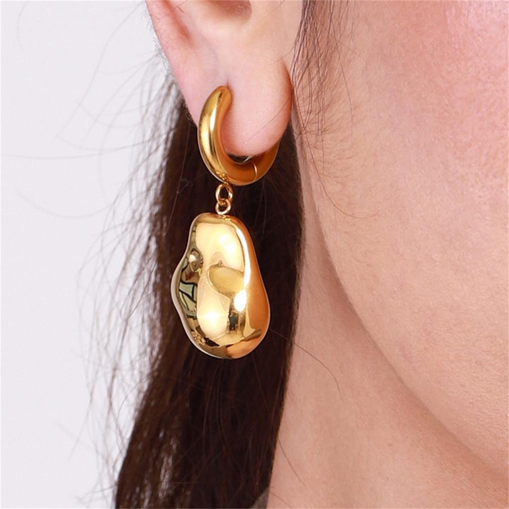Stainless Steel Geometric Unusual Earrings Prevent Allergy Simple Metal 18K Gold PVD Plated Jewelry Bijoux Gift