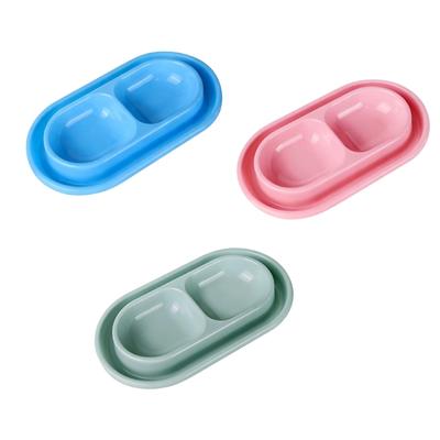 Durable Plastic Double Bowl Set for Cats Ants Proof Feeding Pet and Strays Cats Easily Cleanable for Home Garden
