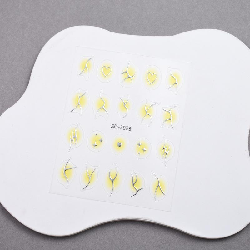 Thin & Durable Nail Stickers: Classic Silver Blush Gradient with Hearts & Stars Decals