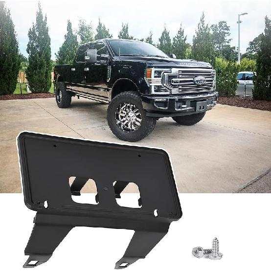 Front License Plate Frame For Ford F250 F350 F450 F550 Super Duty 2024 2025 2026 NO Drill Front Bumper License Plate Holder Mounting Bracket Cover