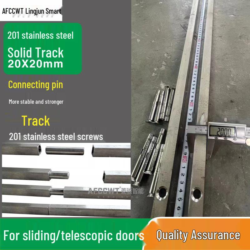 Elektrisk skjutdörr 201 Massivkärna Rostfritt stål 304 Dubbelspårig skena med expansionsskruvar