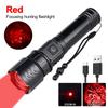 Green Flashlight Professional LED Zoomable Torch for Hunting USB Rechargeable Night Scout Light+Press Switch+Gun Clip