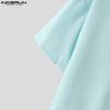 INCERUN Oversized Lapel Neck Short Sleeve Pocket Buttons Causal Shirts Tops