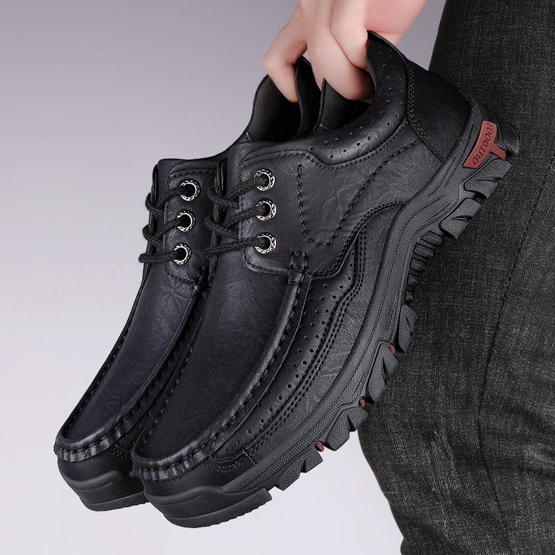 Fashion Hot Sale Soft Sole Lace-up Casual Shoes Luxury Brand Male Walking Shoes Genuine Leather Men's Travel Climbing Camping Footwear