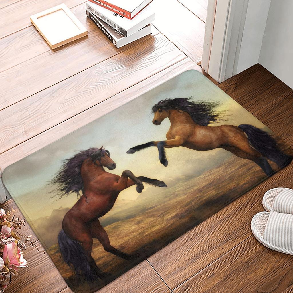 Horse Floor Door Kitchen Bathroom Mats Anti-Slip Outdoor Animal Doormat Living Room Entrance Rug Carpet Footpad