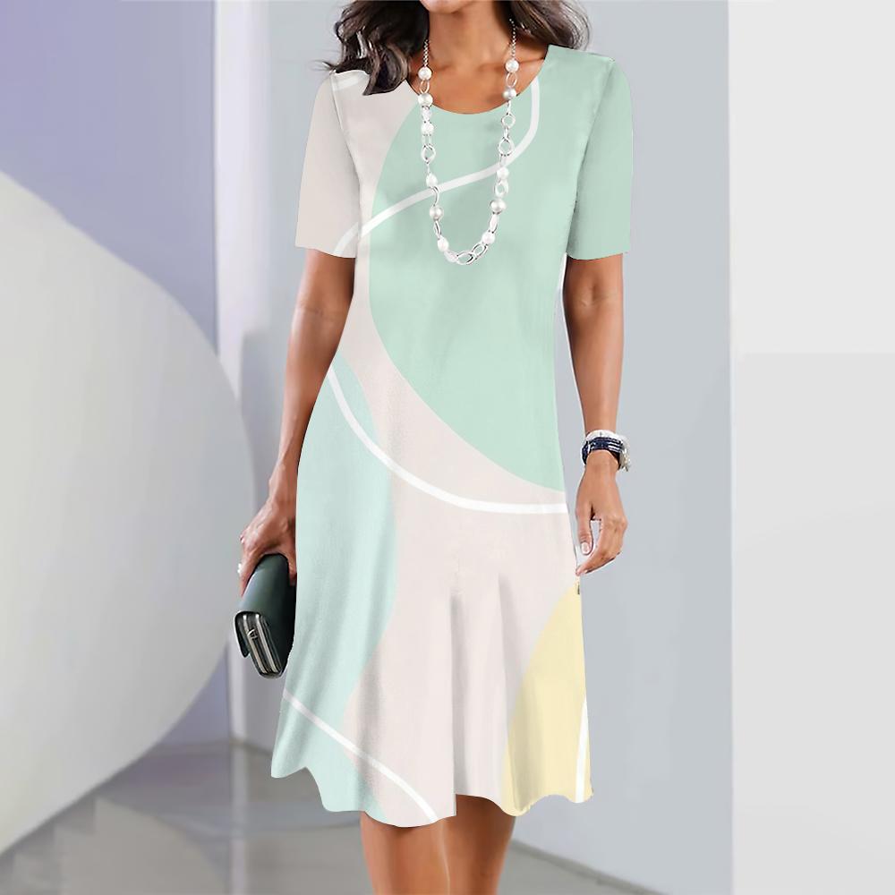 New Geometric Curve Graphic Printing Women's Dresses Elegant Dresses Summer Dresses Plus Size Women's Fashion Clothing