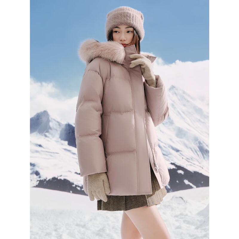 JUZI Annakou Women's Puffy Duck Down Jacket with Fur Collar
