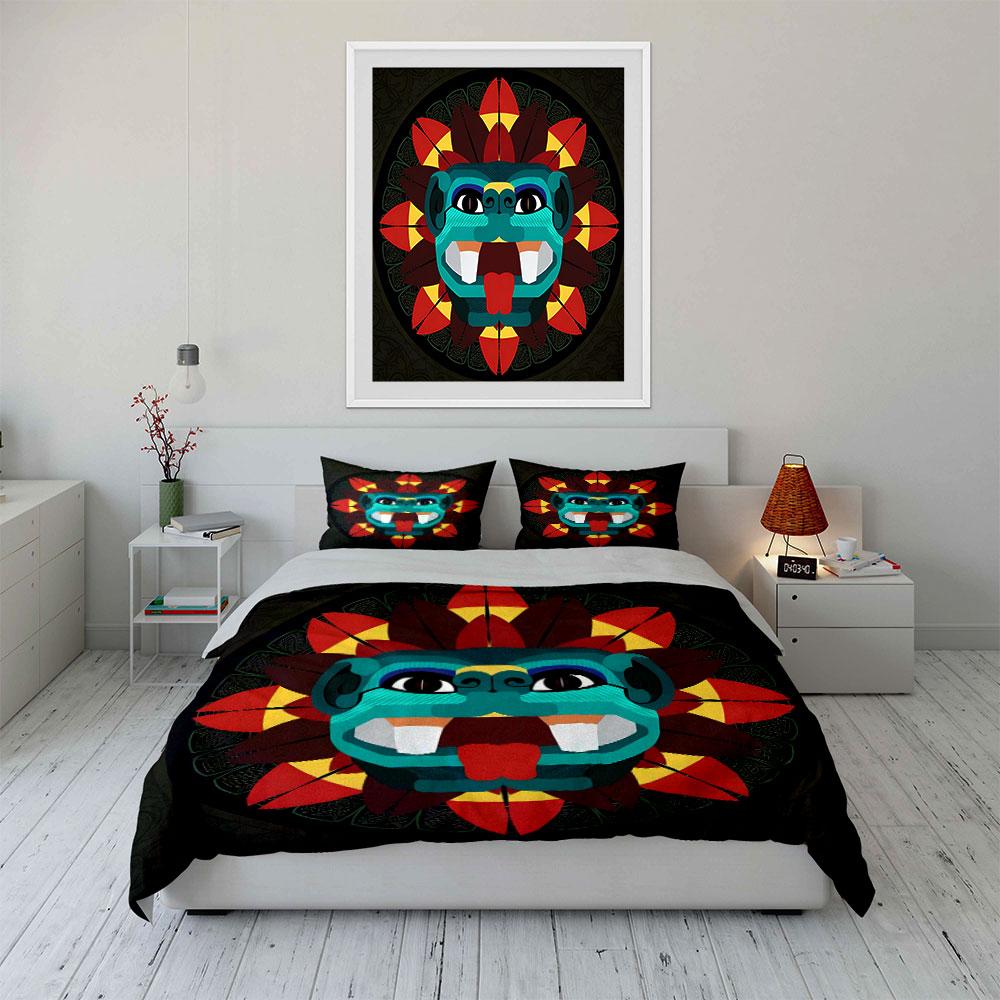 Tribal Art Home Decor Set Soft Comfortable Duvet Cover Bedding Set Included 1*Duvet Cover & 2*Pillowcases, Gift