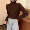 Semi-turtleneck Sweater Women's Autumn and Winter New Winter Thickened Integrated Fleece Bottoming Shirt with Slim-fit Warm Top
