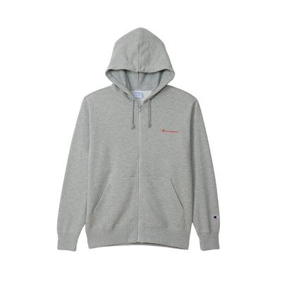 Champion Langarm Baumwolle USA Fleece Reißverschluss Kapuzenpullover mit Grafiklogo Oxford Herren Print, Grau, C3-A106