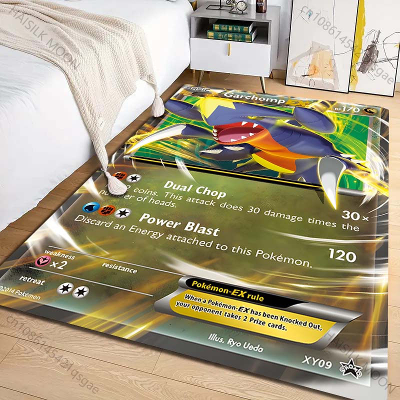 Wiele rozmiarów Dywan z nadrukiem karty Pokémon Garchomp do salonu, sypialni, pokoju dziecięcego, wystroju domu, dywanik obszarowy, narzuta na sofę, przedpokój, mata do zabawy