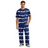 Men's Short Sleeve Pajama Set with Long Pants, Button Crotch, Elastic Waist Drawstring - Comfortable Sleepwear