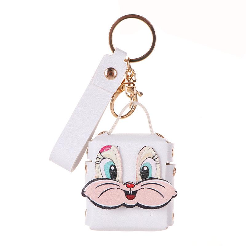 Mini Happy Rabbit Bluetooth Headset Case Keychain - Cross-border Leather Protection белый