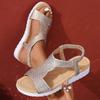 Fashion Fashion Silver Crystals Platform Sandals Women Summer Elastic Band Thick Bottom Sandles Woman 2025 Lightweight Beach Sandals