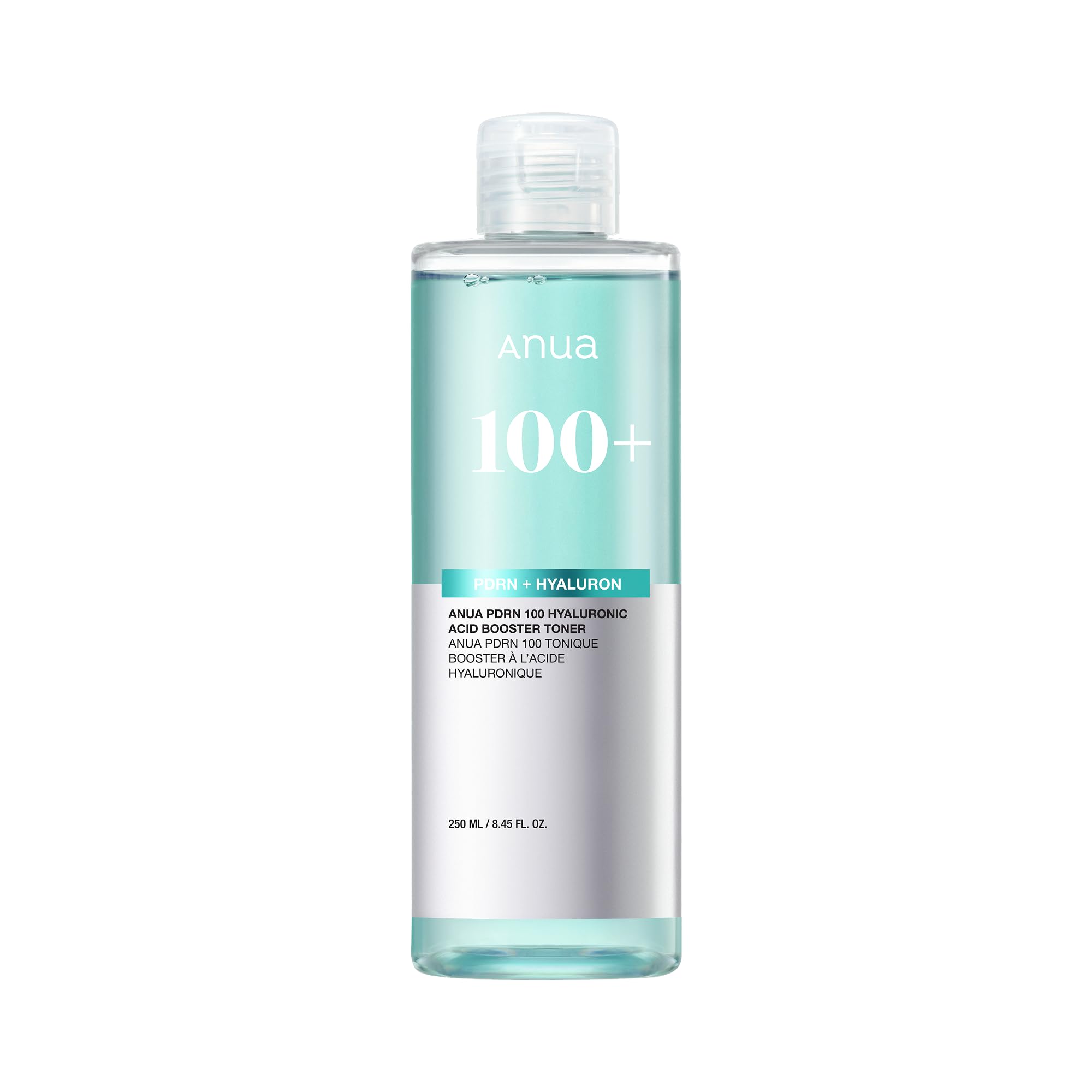 ANUA PDRN100 Hyaluronic Acid Booster Toner 250ml, a toner that provides collagen, moisture, and radiance to improve skin texture and radiance. Hydrati