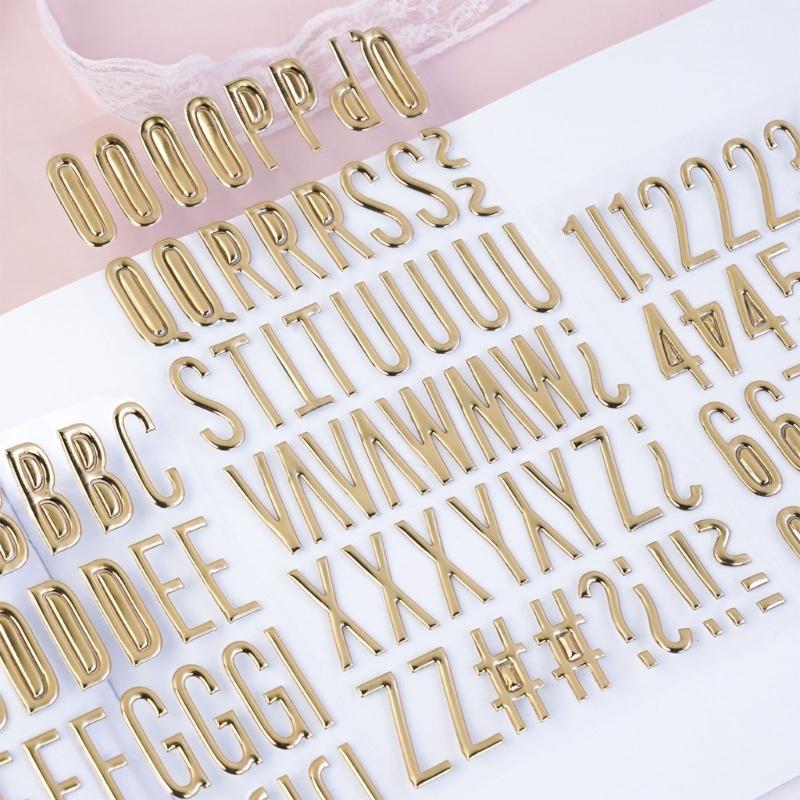 3D Metallic Color Letter Number Sticker PVC Letter Sticker Scrapbooking Sticker for Card Making Photo Album Wrapping