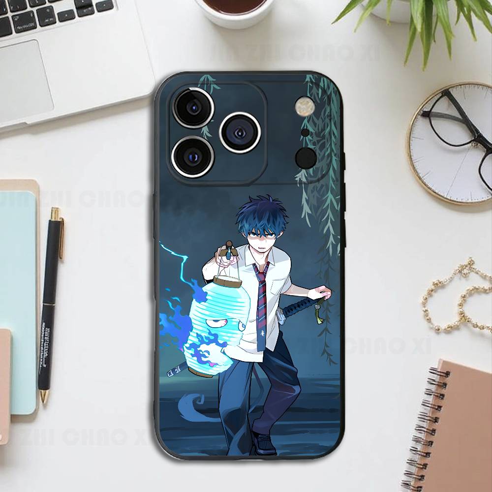 

Blue E-Exorcist Rin Black Phone Case For IPhone 17 16 15 14 13 12 13 12 11 Pro Max Plus XS XR Silicone Soft Back Cover iPhone11