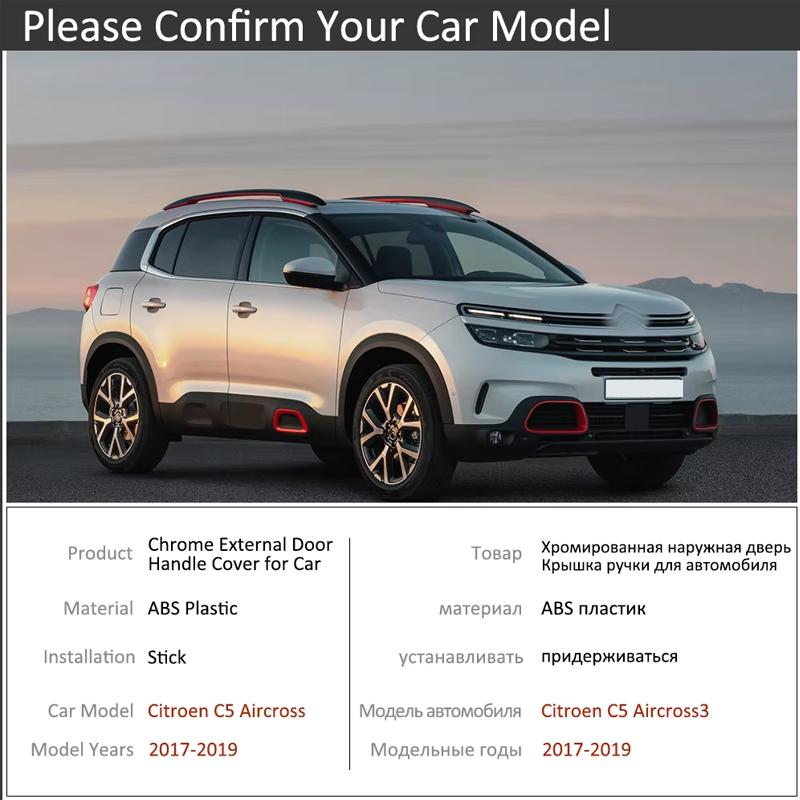 Chrome Car Door Handle Cover For Citroen C5 Aircross 2017- Car Covering Trim Set Exterior Accessories Car Sticker 2018