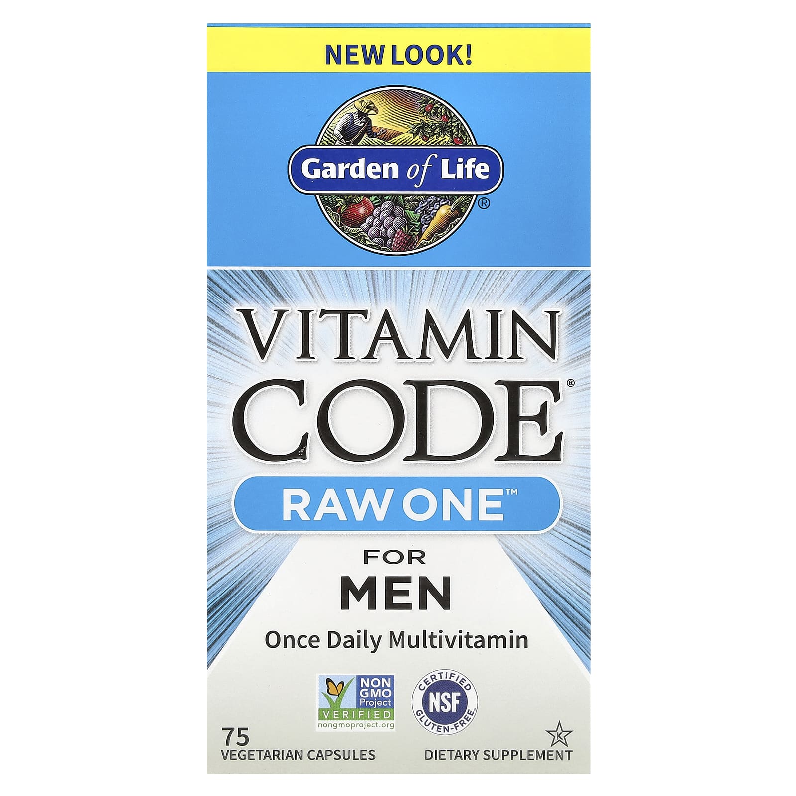 

Garden of Life, Vitamin Code®, RAW One™, полівітаміни для чоловіків, один раз на день, 75 овочевих капсул
