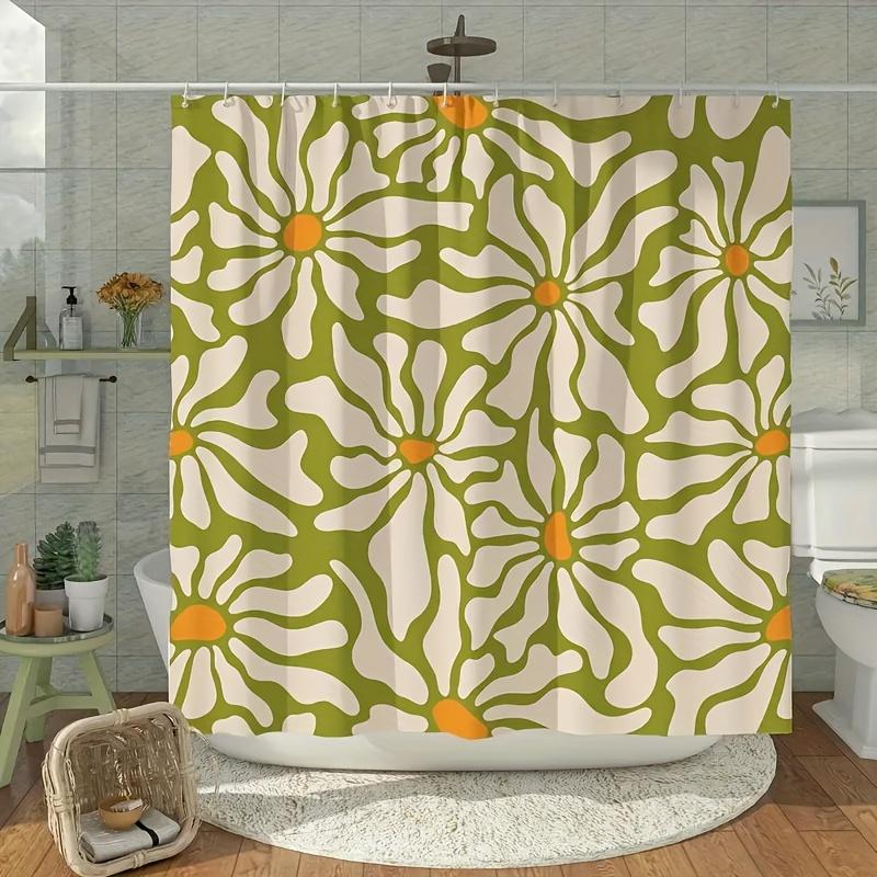 Elegant Green Floral Pattern Waterproof Shower Curtain – Perfect for Adding a Fresh and Stylish Touch to Your Bathroom Decor