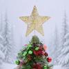 1 Pack Sequin Christmas Tree Toppers W/ Linear Sequin Design Hollow Five Pointed Star Ornament for Festive Holiday Tree Display