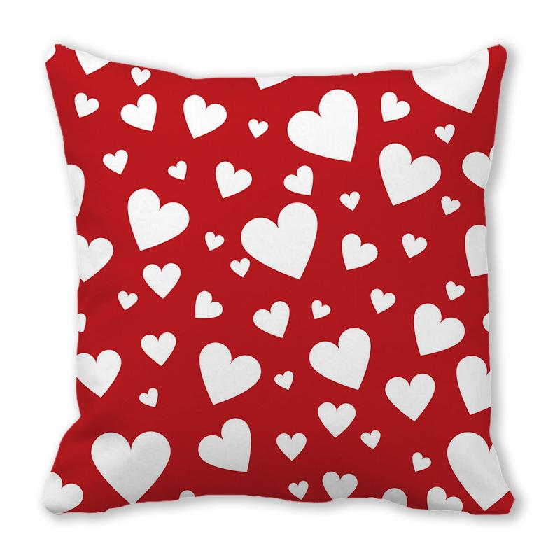 Home Decor Red Heart Patterns: Love themed Pillow Covers Pattern Cushion Cover Suitable for Sofa Bedroom Car Pillow Cover