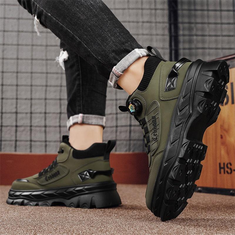 

Martin boots men s high-top winter British style retro casual leather boots outdoor mountaineering waterproof and non-slip heightening tooling boots 39 зелёный